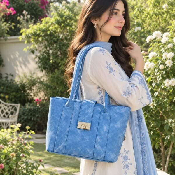 Blue Tote Bag for Girls, Stylish Handbag for Women, Everyday Shoulder Bag for College, Office & Shopping – Pakistan